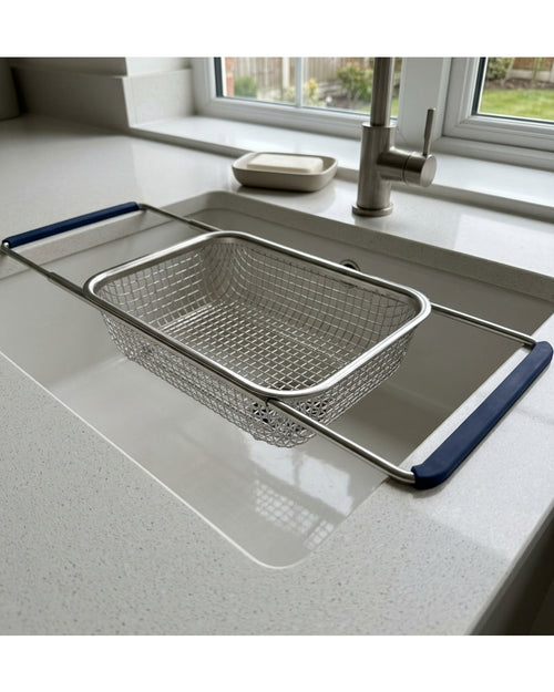 Grwnv Expandable Over Sink Mesh Draining Basket 39-58 cm Navy Grips - Lifestyle view